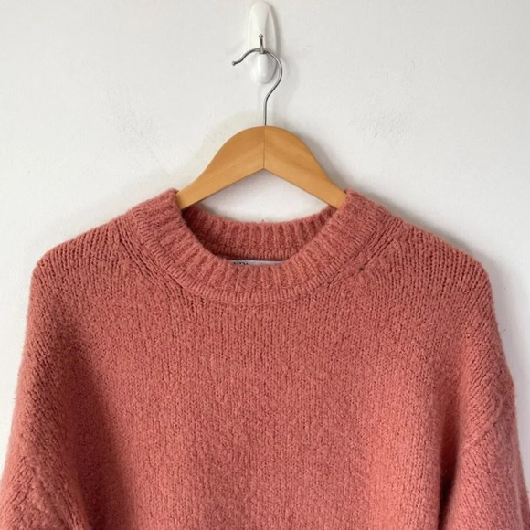 Zara Soft Cozy Knit Wool Alpaca Blend Drop  Shoulder Oversized Sweater Sz Small - Picture 3 of 8